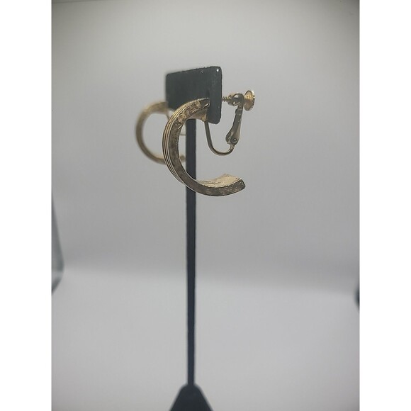 Vintage Napier Gold Tone Clip On Screw Back Earrings Womens Jewelry Costume - Picture 5 of 12